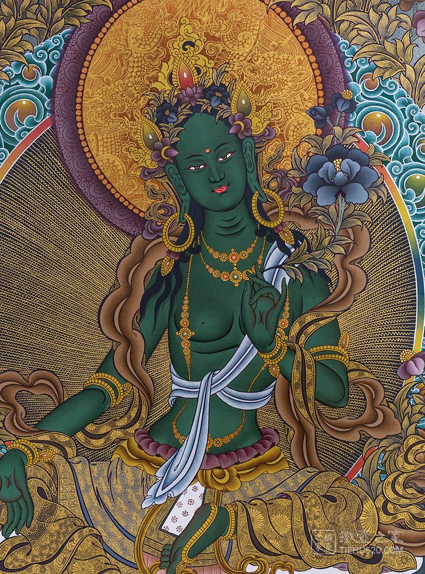 在藏传密教中,绿度母与白度母是二十一尊度母之中流传最广的.