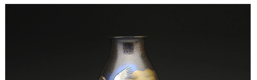 高冈铜器达摩双鹤花瓶