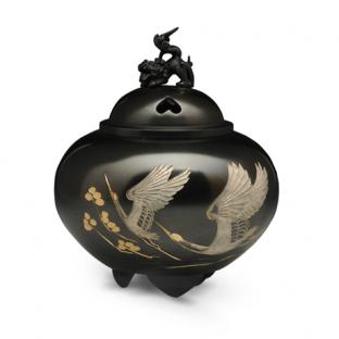 高冈铜器 狻猊摘平丸双鹤香炉