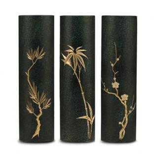 高冈铜器 寸胴型花瓶 松