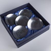 早川器物 熏银龟甲铭茶托（皿）5件套（礼盒）