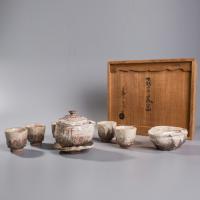 纳福鸟云作 日本萩烧茶器老件