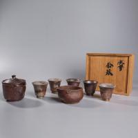 灰色备前烧茶器套装老件