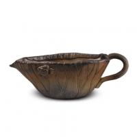 备前烧 小西陶古 荷叶蟹付茶海（侧耳）