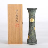 四世藏六 塗金铜觚式花瓶