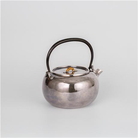 承合银器 纯银 真锅型薰色银壶