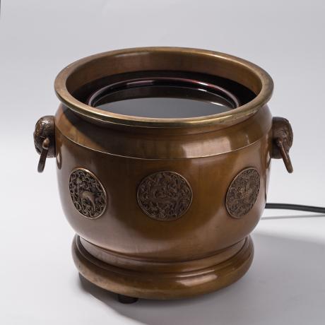 宣徳銅 丸紋図火鉢