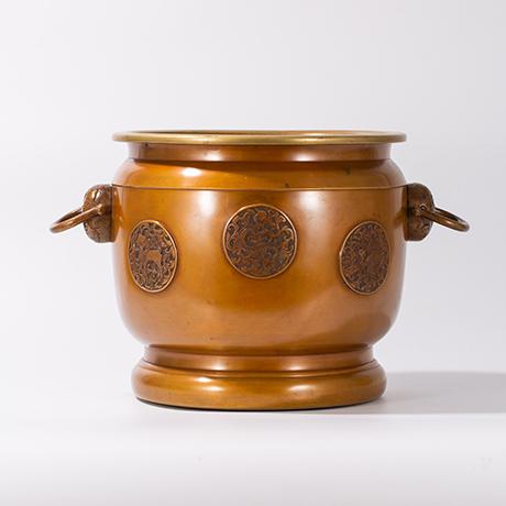 宣徳銅 丸紋図火鉢