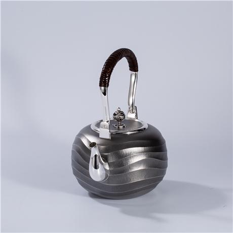 大渊银器 纯银 柚子型水波汤沸 （4.5寸）