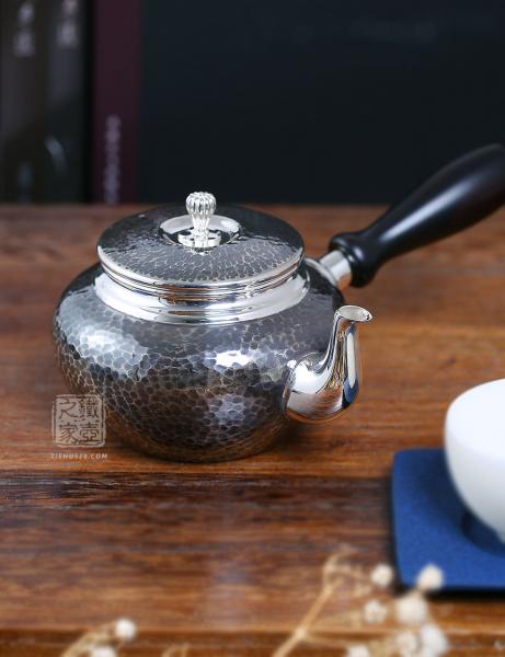 大渊银器 鎚目纹横手急须