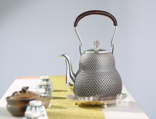 大渊银器 纯银 葫芦形霰点银壶（4.5寸）