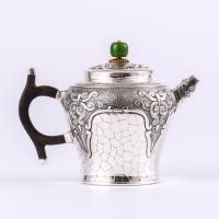 川合銀器 四方饕餮紋泡茶壺
