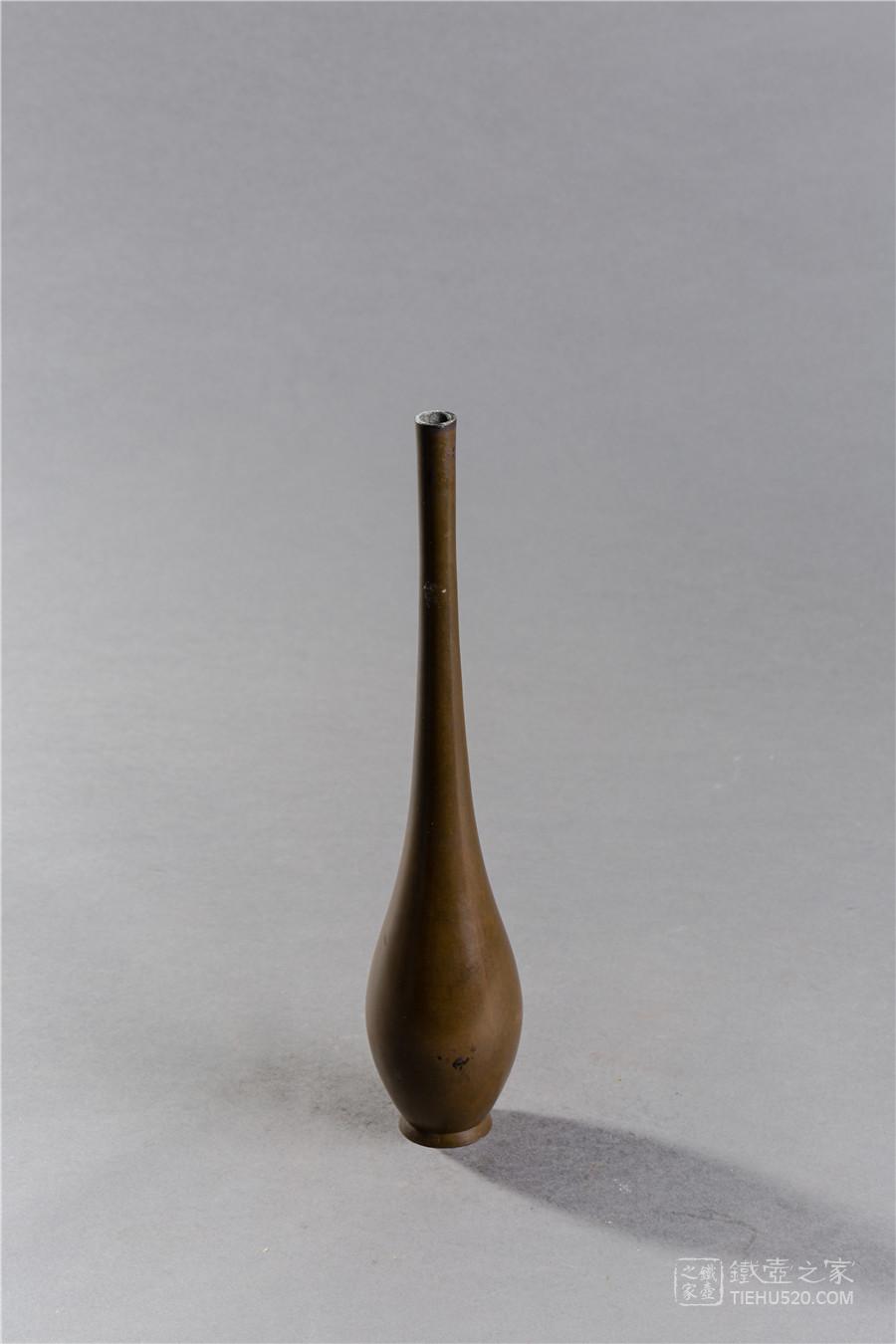 平安 秦蔵六造 青銅 鶴首花生 共箱 M R4420