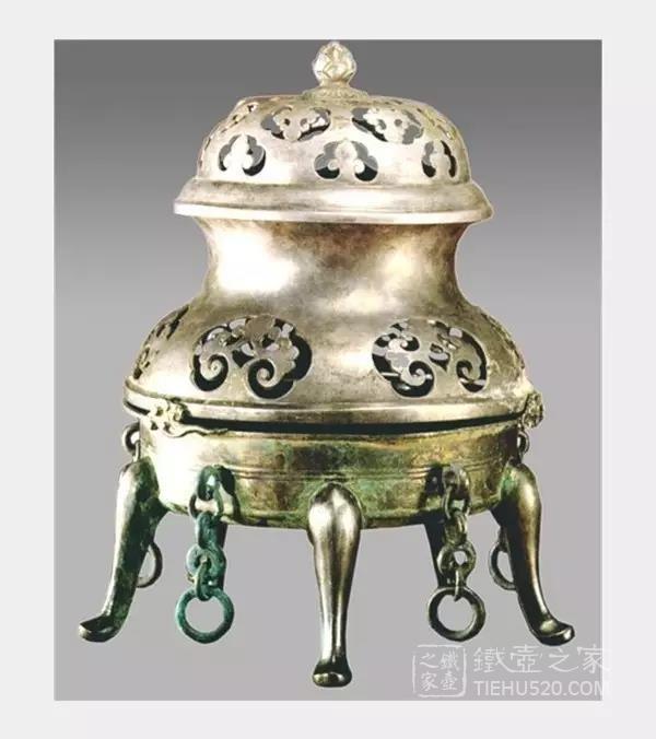 唐代帝王炉忍冬花结五足银熏炉