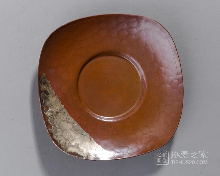 煎茶道具高岡銅器鍛金製西村義光作茶托五客共箱C7040