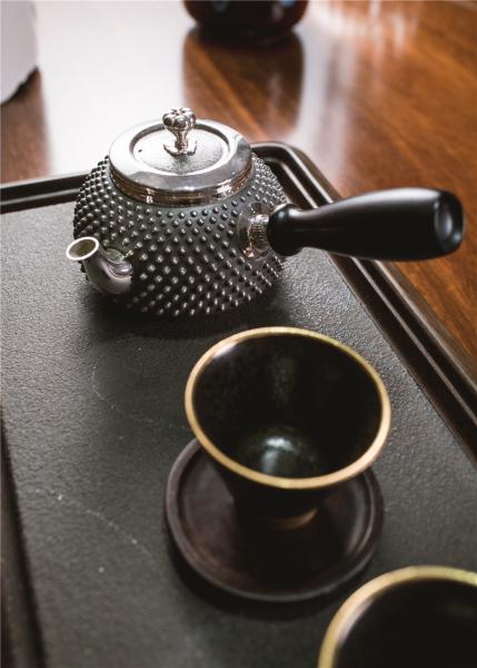 大渊银器 手工霰打横手急须