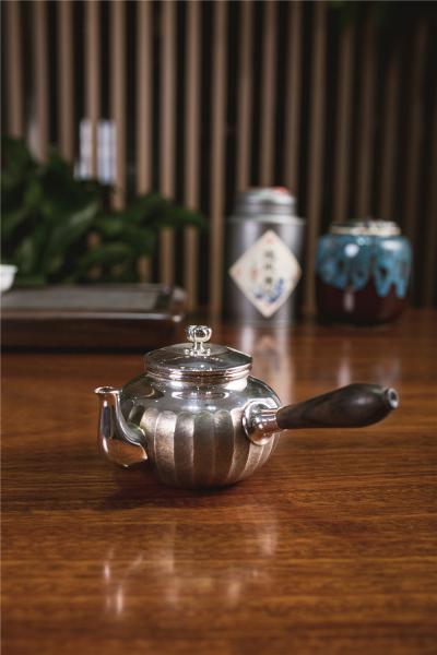 大渊银器 立筋横手急须