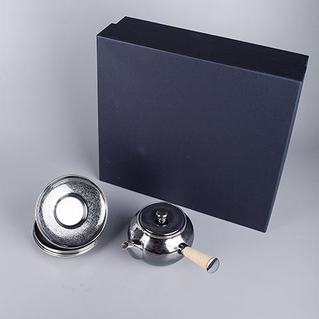 早川器物 熏银茶具2件套（急须，茶托）