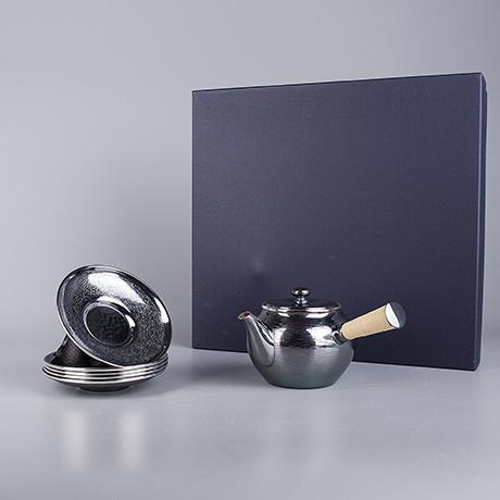 早川器物 熏银茶具2件套（急须，茶托）