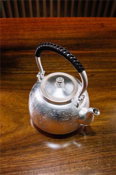 合川银器 纯银 富贵长寿如意纹银壶