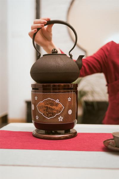 畠春斋 达摩形纵筋烧型铁壶