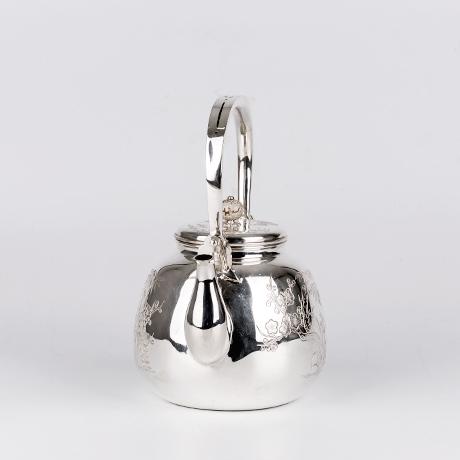 承合银器 纯银 梨形四君子银壶