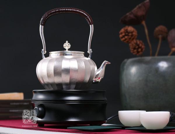 大渊银器 纯银 OK型大立筋纹汤沸（5寸）